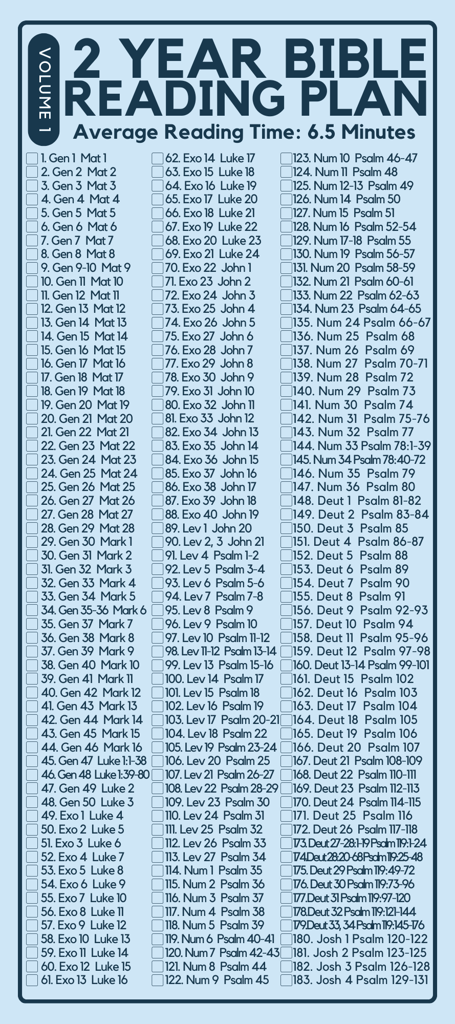 BIBLE READING PLAN Warner First Baptist Church